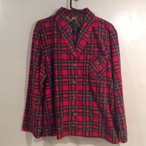 Ralph Lauren Pajamas Womens Sz XL 2pc Set Red Plaid Flannel